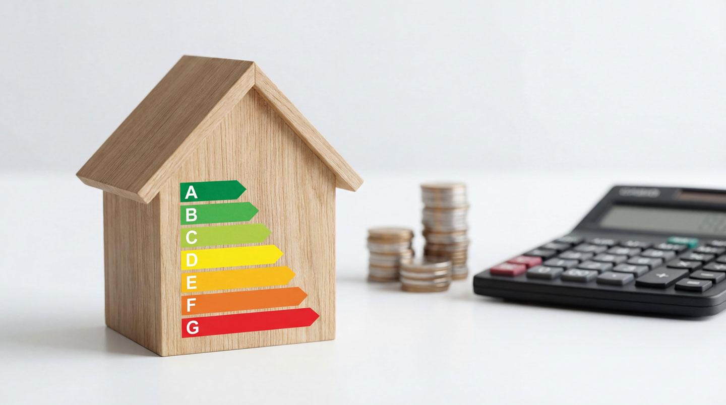 Personne consultant un plan de maison posé sur une table pour calculer la surface à chauffer avec un poêle à bois